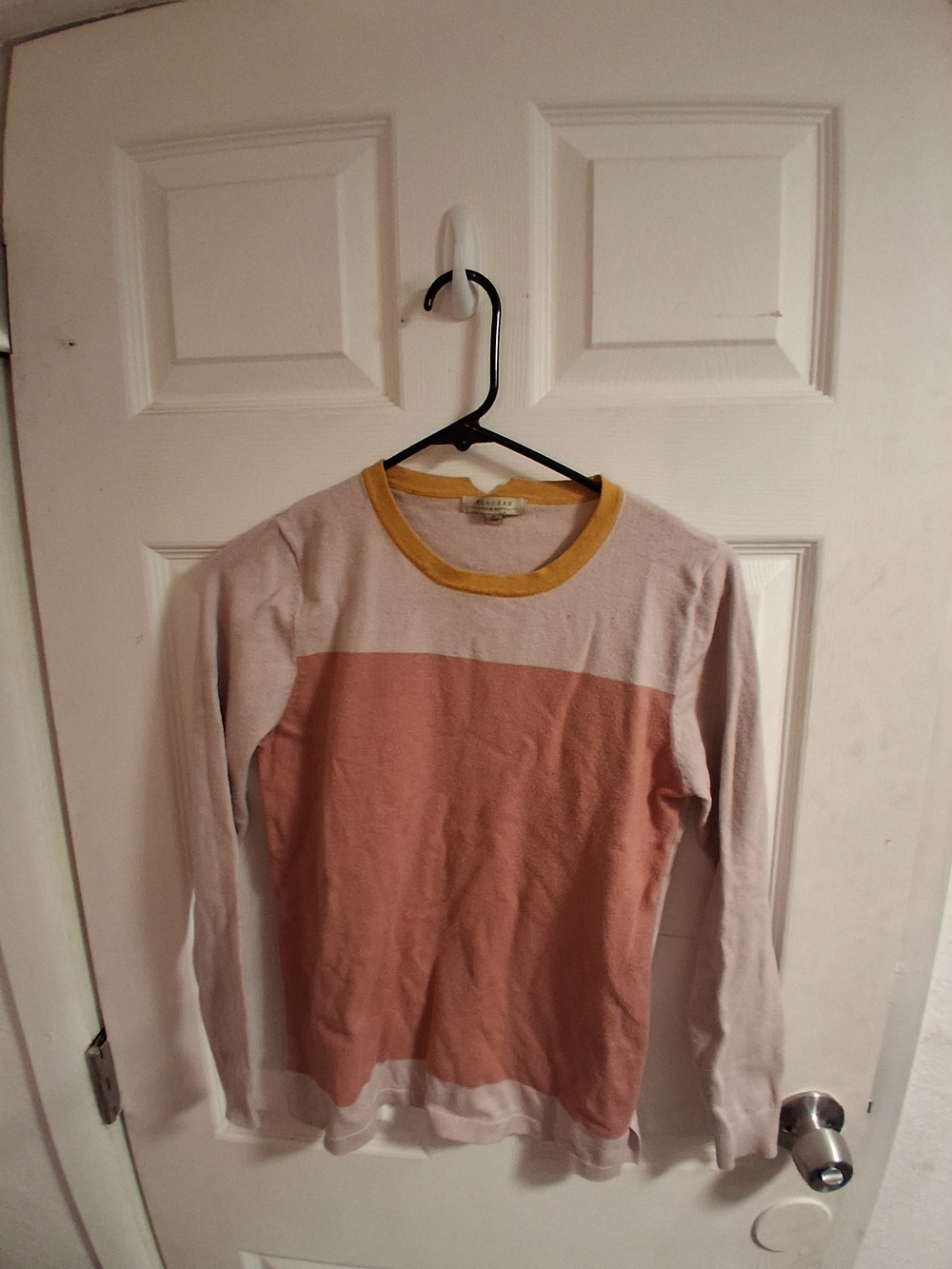 Polagram Dusty Rose and Mustard Trim Knit Top